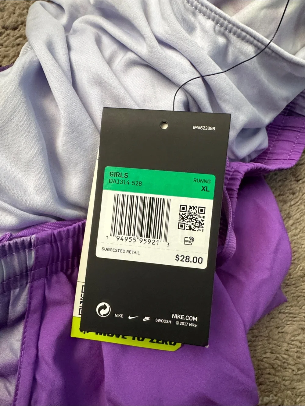 Nike girls Purple Athletic Shorts with Tie-Dye Panel